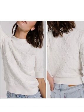 Free People Eden Textured Elbow-Sleeve Top Size Small